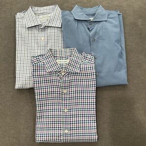 3 Twilory Blue and Multi-Check Men's Casual Button-Down Shirts